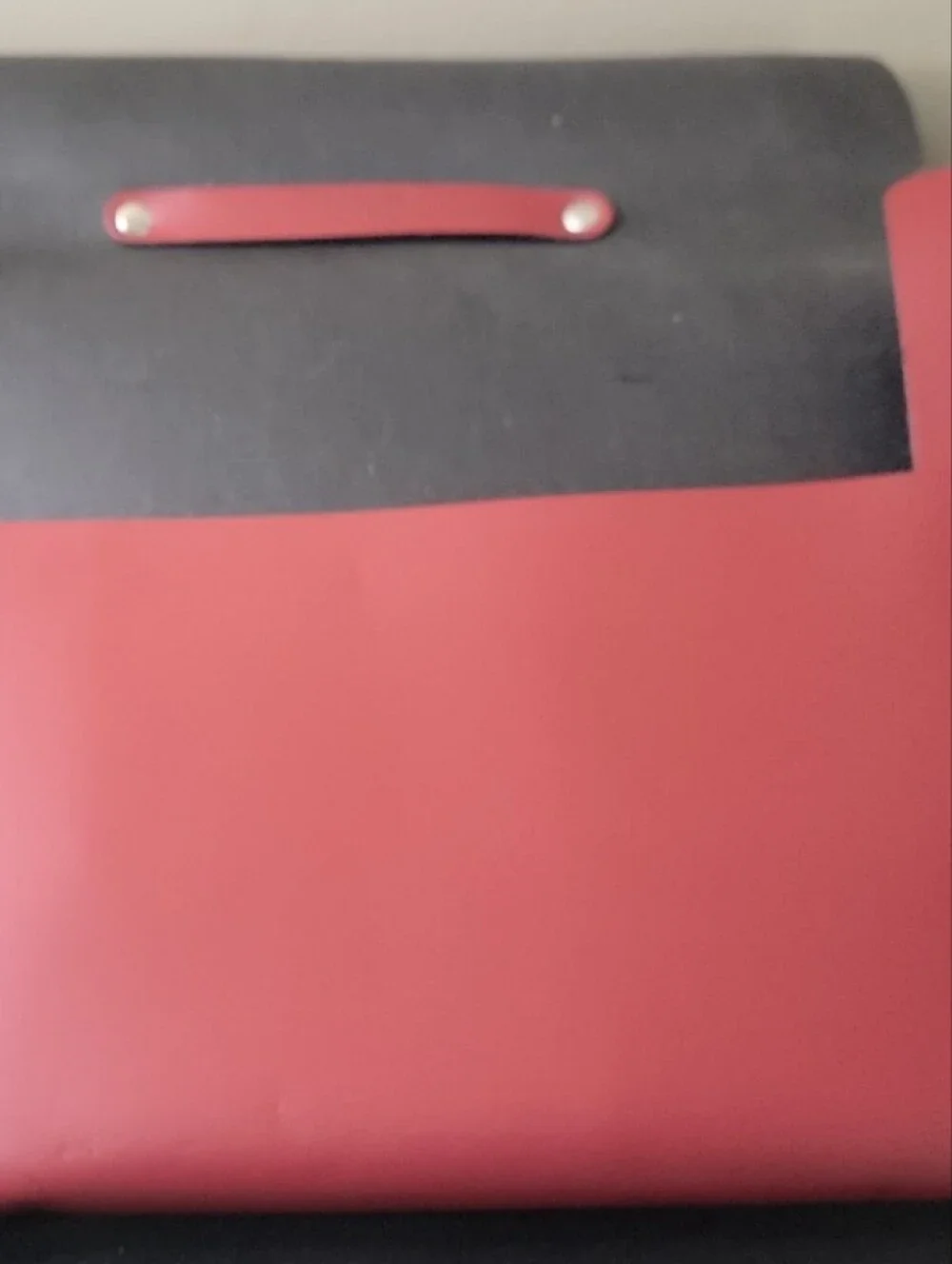 Red Structured  Laptop Bag with Tan Handles